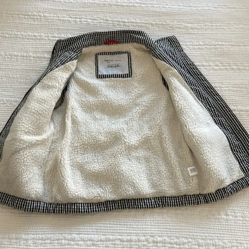 Gap Kids Girls Gingham Sherpa Lined Vest